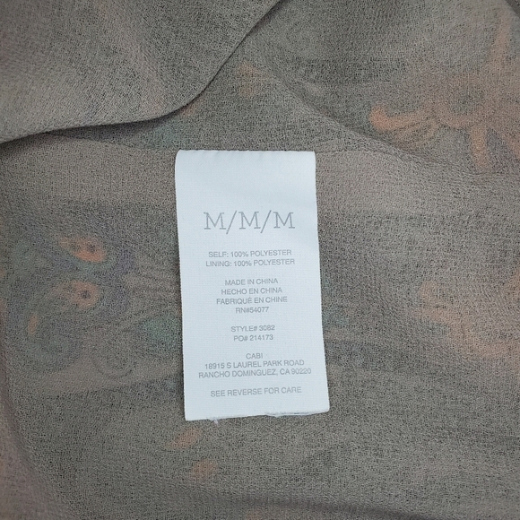 Cabi Arabesque Printed Boho Tank Top, Style 3082, Lined Size Medium - Picture 8 of 8